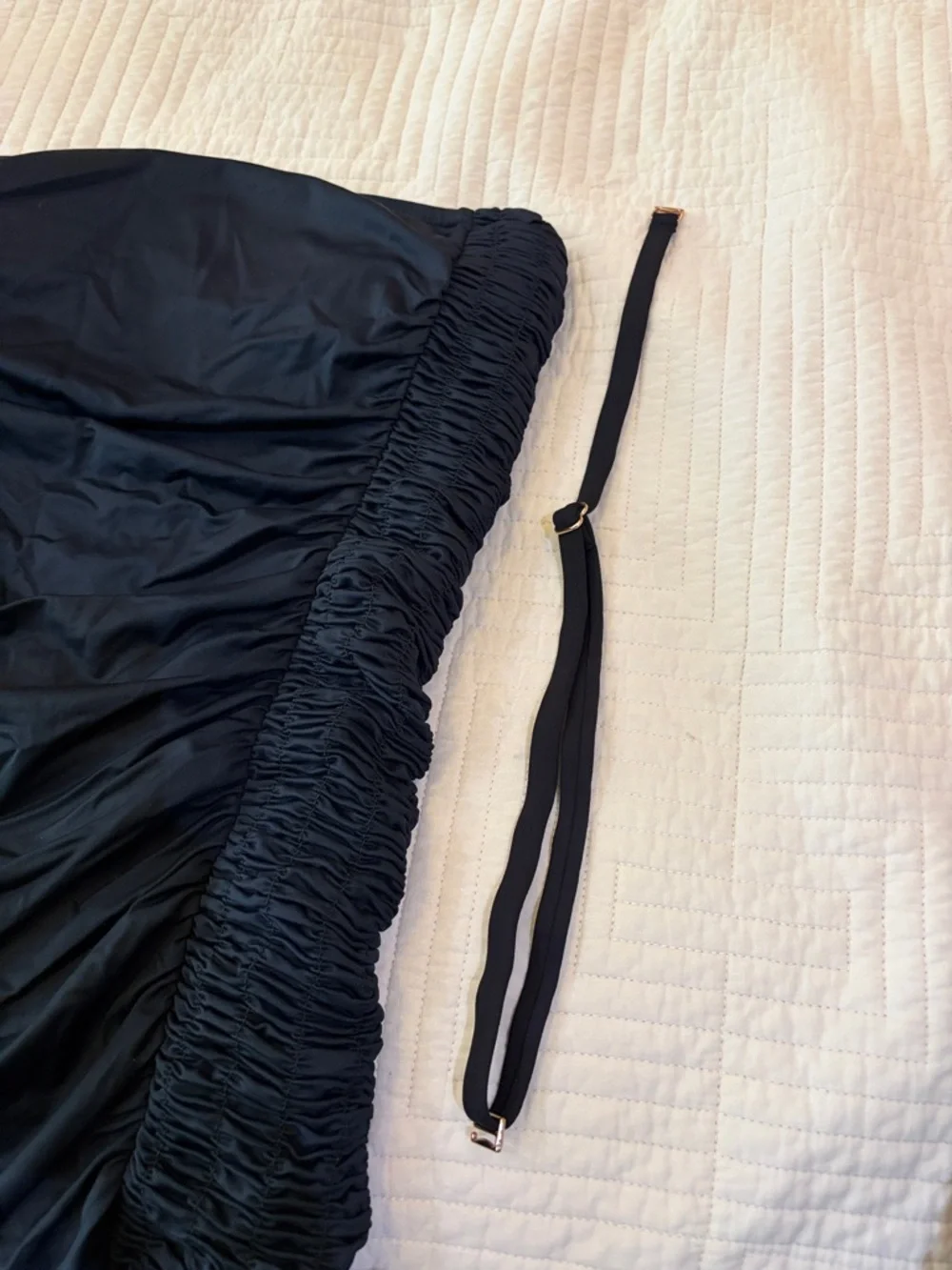 Black Ruched Strapless One-Piece Swimsuit - Picture 8 of 8